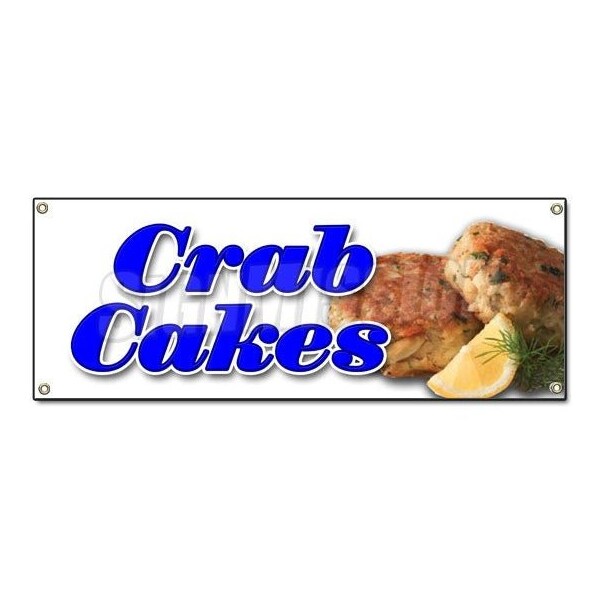 CRAB CAKES BANNER SIGN crabs cake seafood signs Maryland fried sandwich